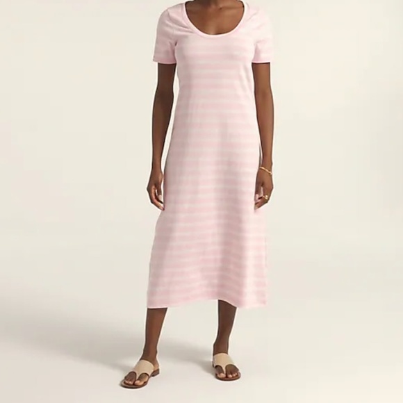 NWT J. Crew Women's Cotton Knit Midi Dress in Stripe - Picture 2 of 5
